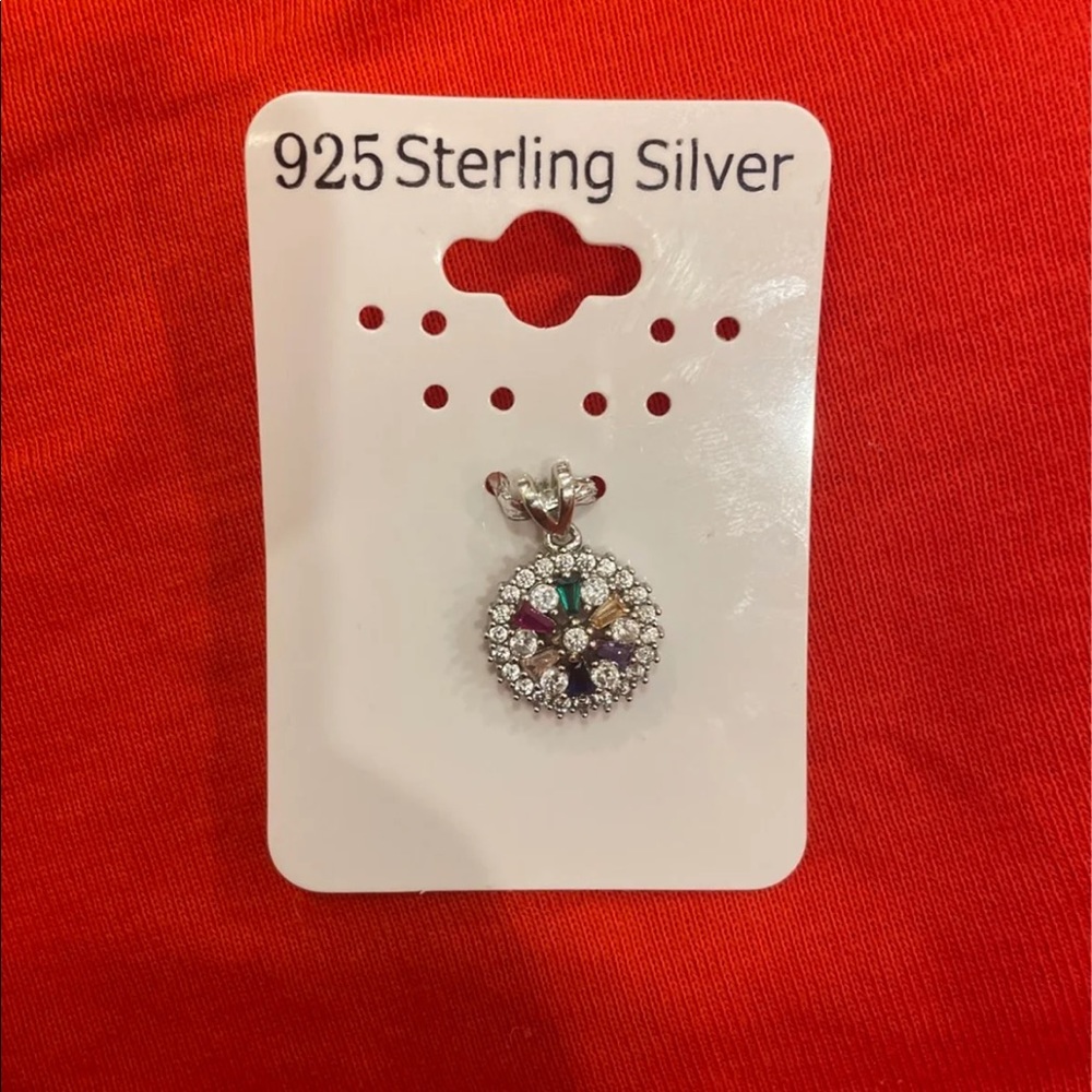 Sterling silver 925 pendant with multicolored stones.